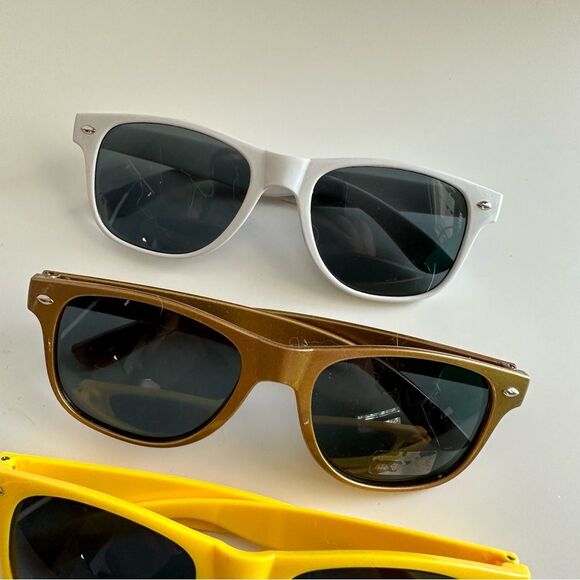 Set of 3 aviator fun colored sunglasses yellow, white, and gold pairs Sunglasses - Picture 7 of 8